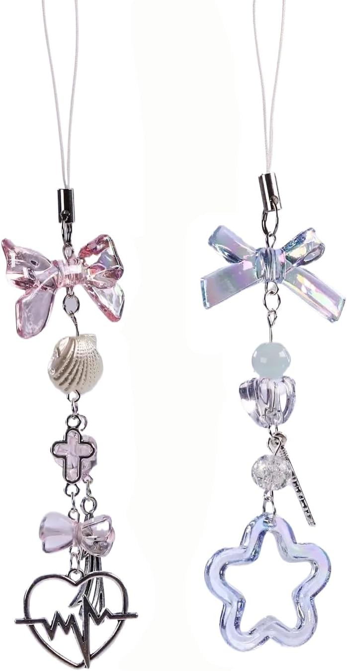 cioatu 1-4PCS Cute Phone Charms Aesthetic Y2K Cell Phone Charms Strap Strawberry Butterfly Star PhoneCharm Y2K Accessories for Bag Keychain Airpods Camera Pendants Decor - Image 1